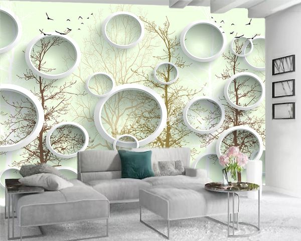 

modern home decoration wallpaper white circle forest home decor living room bedroom wallcovering hd wallpaper