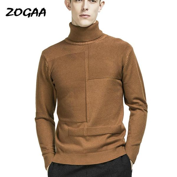 

zogaa autumn winter mens turtleneck sweater solid plaid high neck sweater pullover male knitwear slim fit knitted jumpers jersey, White;black