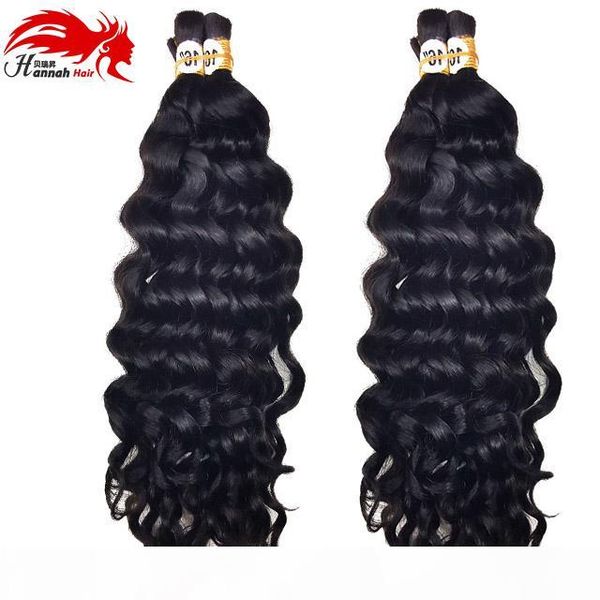 

brazilian remy hair 3bundles 150g human virgin hair braids bulk deep wave no weft wet and wavy deep curly braiding bulk hair, Black