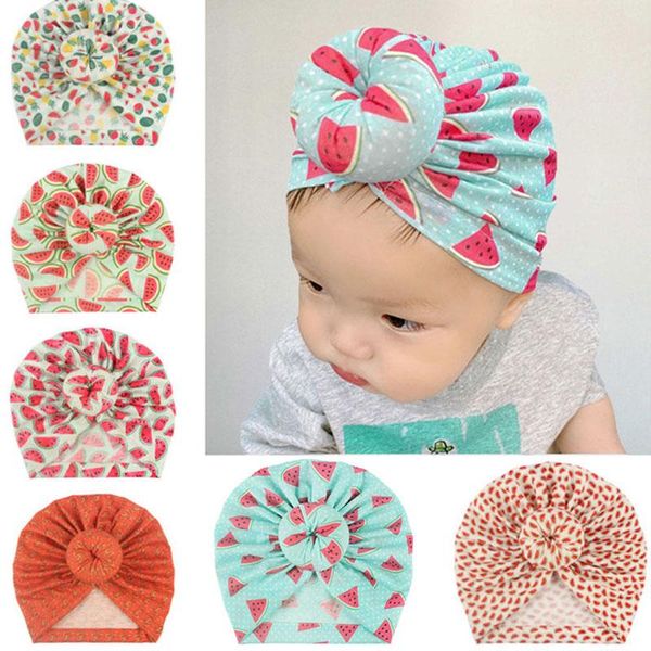 

newborn muslim cap kids cute inner caps baby knotted turban caps twisted bandanas girls head wrap watermelon printed headwear bbyglj, Black
