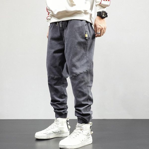 

fashion streetwear men jeans japanese vintage designer loose fit casual cargo pants hombre wide leg trousers hip hop joggers1, Blue