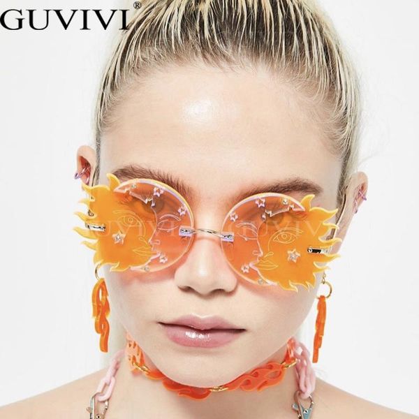 

rimless vintage sunglasses women 2020 retro steampunk sunglasses men punk brand designer eyewear oversized uv400, White;black