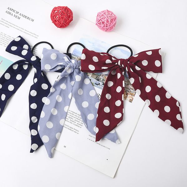 

bow women dot print hair bands scrunchies holder elastic hair ties for girls accessories, Golden;silver