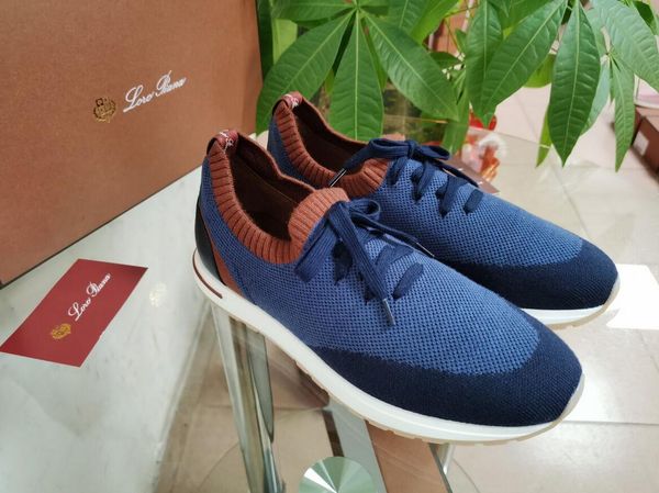 

loro fashion walking mens shoes lace up assorted colors woollen knitting lp designer walk shoe jogging sneakers male, Black