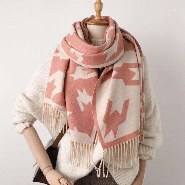 

2020 cashmere scarf women winter warm shawls and wraps geometric bufanda thick blanket scarves hijab1, Blue;gray