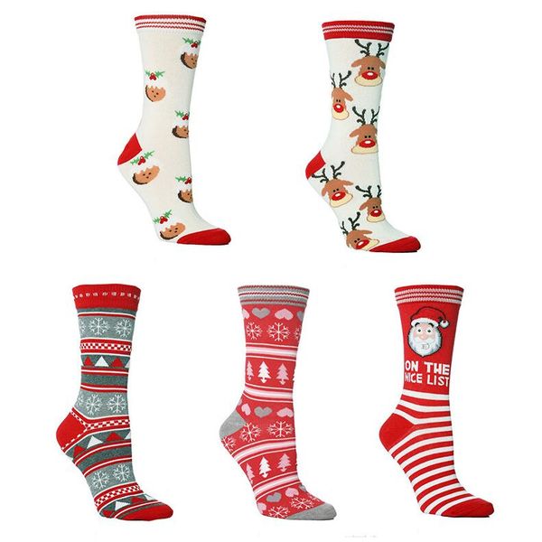 

рождественские чулки мультфильм xmas санта-клауса элк снежинка белл printed мужчины женщины акции хлопок носки в трубные носки 6 цветов cz10, Pink;yellow
