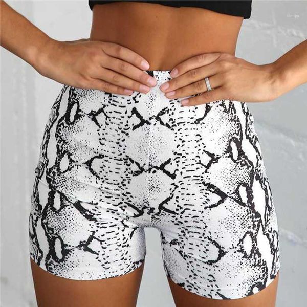 

2019 fashion womens shorts snakeskin print ladies high waist shorts sport summer biker summer streetwear1, White;black