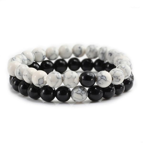 

2pcs/set couples distance vintage bracelet natural stone black yellow turquoises beads bracelets accessories jewelry friend gift1