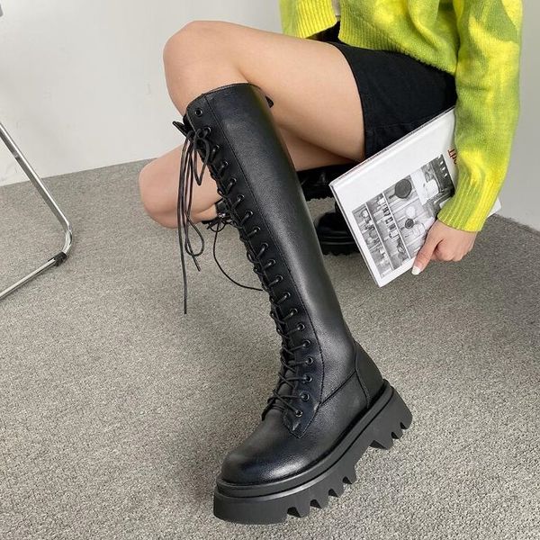 

women boots winter snow booties black increase long tube womens fashion motorcycle boot leather shoes size 35-40 09