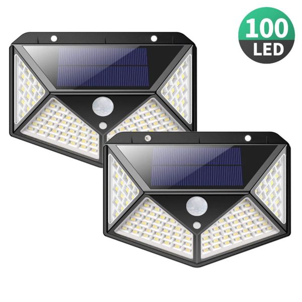 Abastecimento de jardim 100 LEDs 1200mAh LED SOLAR LEITO PIR PIR MOTION Sensor solar Luzes montadas na parede Lâmpadas largas