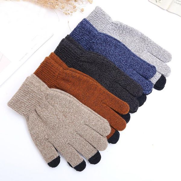 

spring touch solid screen woman man gloves thick mitten keep winter fashion glove non slip autumn knitting warm sparsil yxlndg, Black