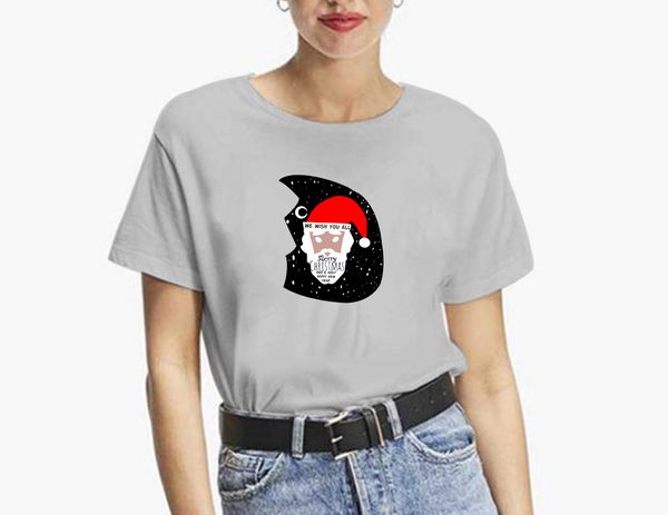 

wt20182 21ss new women's santa claus print multicolor large size round neck pullover short sleeve t-shirt women, White