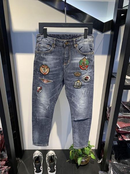 

ah02146 fashion men's jeans 2020 runway luxury european design party style men's clothing1, Blue