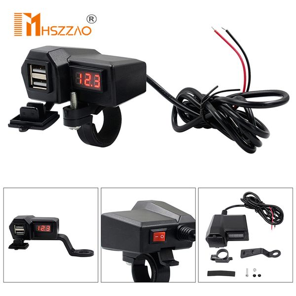 

10-24v мотоцикл мобильный телефон зарядное dual usb прикуривателя с напряжением дисплей таблица модифицированными аксессуары