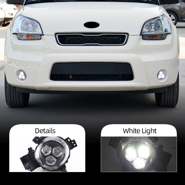 2 pcs para KIA Soul 2017 2018 2019 LED Daytime Running Light 12 V CAR DRL Lâmpada Nevoeiro Impermeável Lâmpada de Condução Fog Light2PCS para Kia Soul 2017 2018