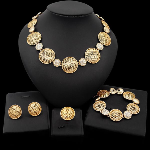 

yulaili african jewelry sets charm crystal necklace earrings bracelet ring for women wedding bridal jewelery set wholesale, Black