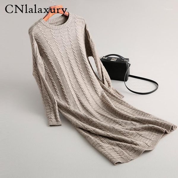 

2020 autumn winter women thick sweater dress straight knitting chic elegant casual maxi dresses female robe femme vestidos1, Black;gray