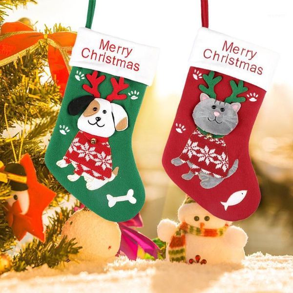 

christmas stocking cartoon dog hanging stockings candy gift bag for christmas tree fireplace decoration1