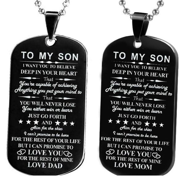 

to my son / daughter i want you to believe military necklace chain dog tag dad mom love you gift jllyqn, Black