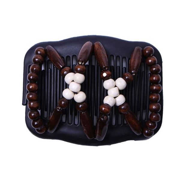 

new women hair wooden combs retro magic bead stretchy double jewelry comb clip hairpins salon styling tamer drop jllbdx, Silver