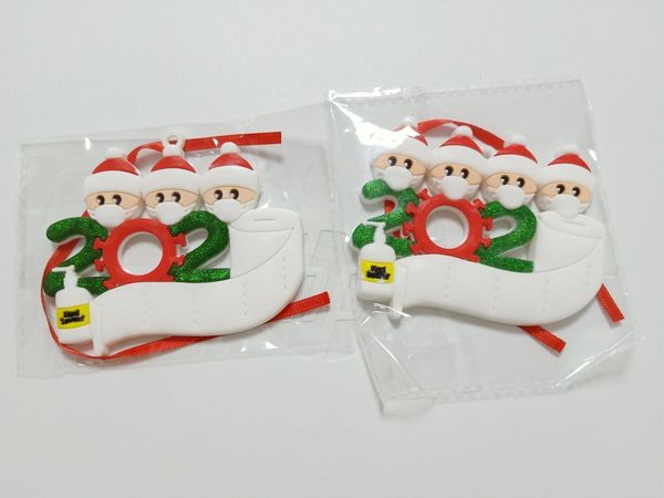 

2020 christmas ornament personalized survivor family 2 3 4 5 6 7 resin decorations masked hand-washed xmas christmas tree hanging pendant