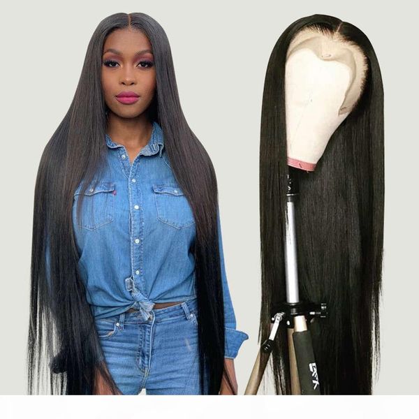 

28 30 40 inch straight short front human hair for women hd transparent brazilian frontal long wigs full lace wig, Black;brown