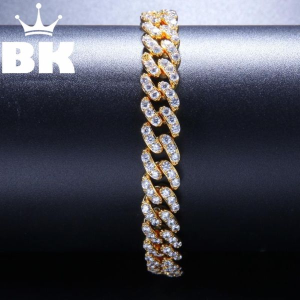 

hip hop copper 9mm micro pave cz cuban link bracelet cubic zircon mens punk 7inch/8inch miami bracelet with box clasp, Black
