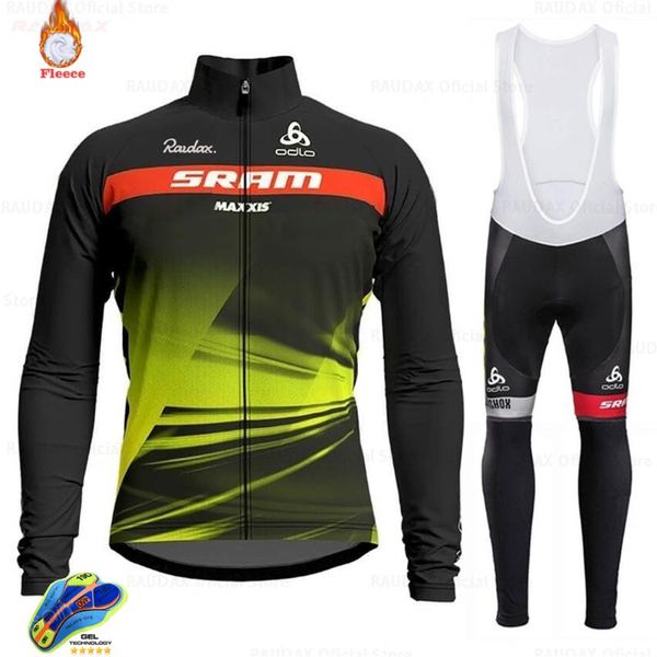 

winter cycling jersey 2021 pro team scottes-rc fleece cycling clothing mtb bib pants set ropa ciclismo triathlon suit, Black;blue