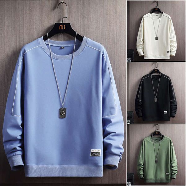 

leisure fall / winter 2020 sports long sleeve t-shirt bottoming shirt men's round neck pullover student's loose sweater, Gray