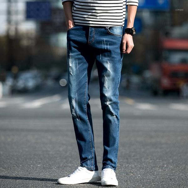 

2019 new spring jeans men trousers soft breathable mens pants men's casual pants slim fashion kyk817-9321, Blue
