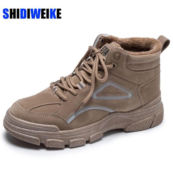 

2020 autumn winter women's sneakers boots thick bottom women students short boots non-slip sneakers women keep warm snow, Black