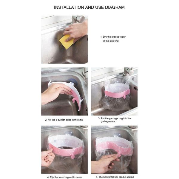 

kitchen foldable rack garbage-bag-holder trash-storage cabinet-door cupboard sink hold suction cup trash bag organzi jllcjq