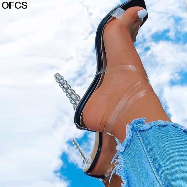 

sandals pvc transparent buckle strap bead crystal heel women pumps summer beach shoes special designer party 42, Black