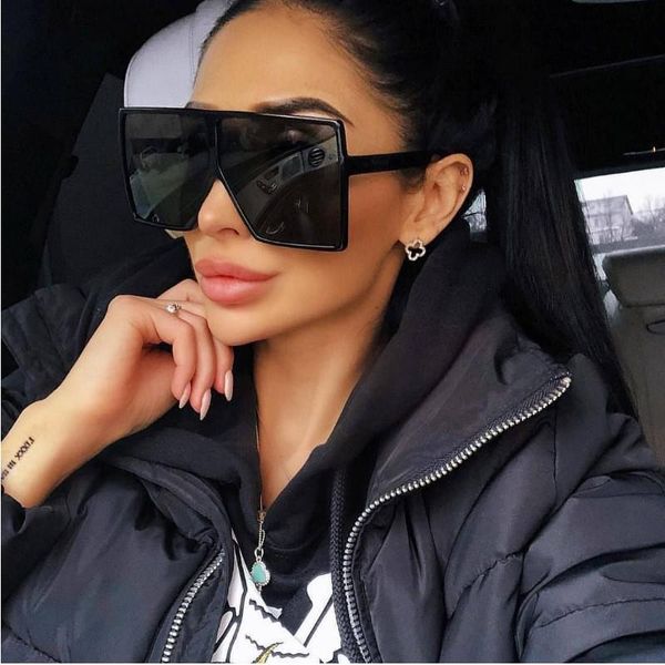

sunglasses oversized women 2021 brand designer glasses big frame plastic square sun for woman eyewear, White;black