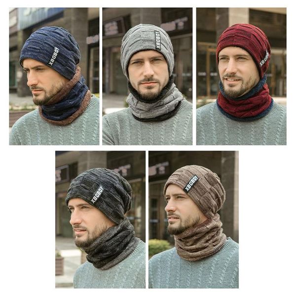 

beanies men2pcs autumn winter cap stuffed knit thick folds warm outdoor wool cute ponytail hat for men and women