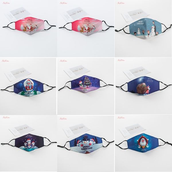 

new mouth reusable mascherine santa claus print christmas facial mask washable cotton protective filter face masque 5zkl