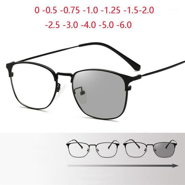 

fashion metal nearsighted glasses women men myopic optical eyeglasses pchromic glasses prescription 0 -0.5 -0.75 -1.0 to -41, White;black