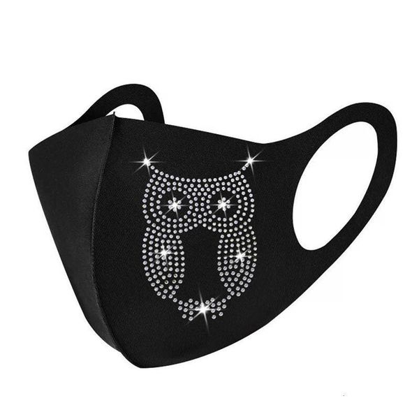 

factory price face designer inlaid diamond mouth mask men and women hanging ear glitter sequin black christmas facemask