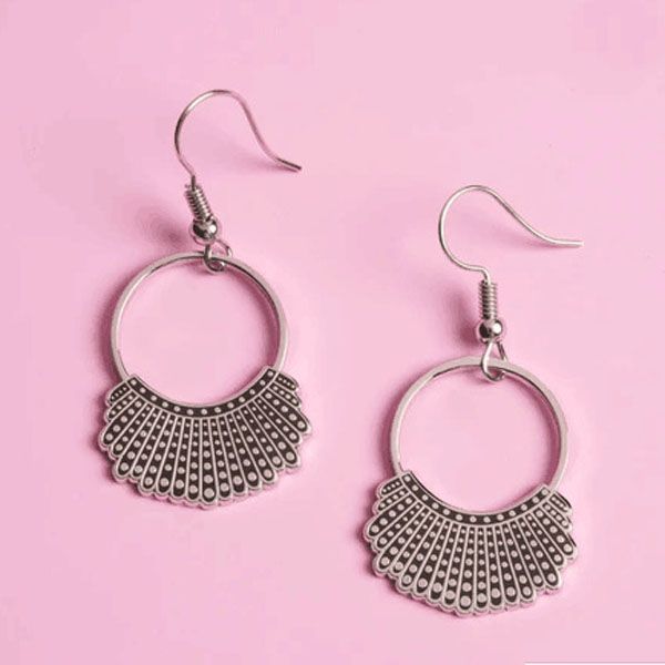 

s1897 fashion jewelry vintage earrings glaze justice ginsburg earrings, Silver