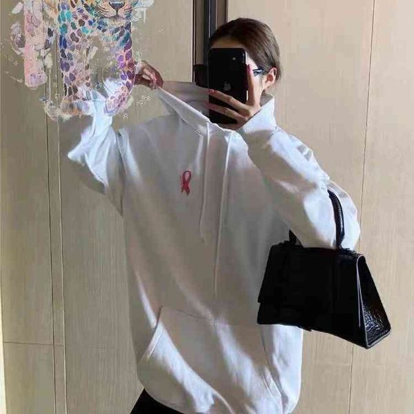 

balencaigas hoodies mens sweater 22fw new charity ribbon printing, Black