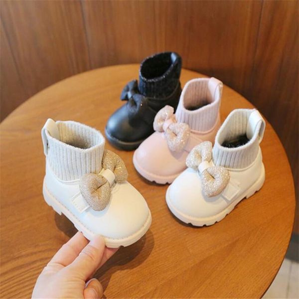 

boots children' warm cotton 2021 winter korean version girls' non slip princess shoes baby plush 0-1-2 -3 years old, Black;grey