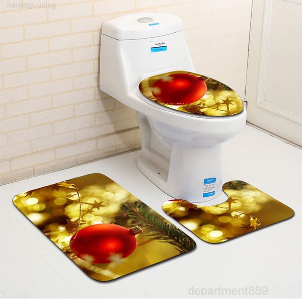 

birthday party 75*45cm 3 pcs merry christmas bath mats anti slip bathroom mat set tapete banheiro washable toilet rugs alfombra bano