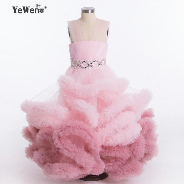 

new design gradient cloud little flower girl dresses for weddings 2020 kids dress for princess holiday party wedding girl dress, Red;yellow