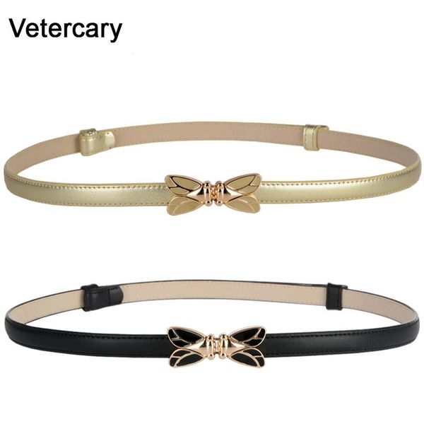 

fashion cicada alloy buckle cummerbunds adjustable waistband pu leather belts for women thin cute design female dress girl gifts sqcmiw, Black;brown