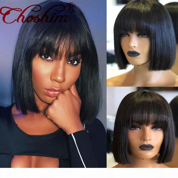 

короткий боб 13x4 фронт шнурка человеческих волос парики natural black remy бразильских отбеленные узлы шнурок фонтал парик с взрывами, Black;brown