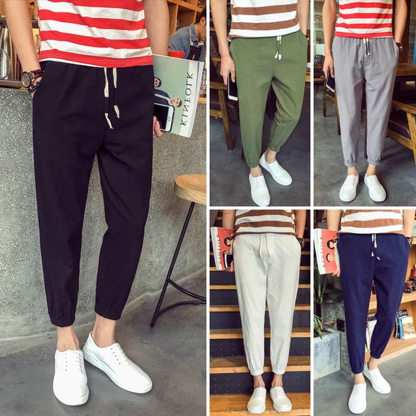 

casual men's leggings, korean harem pants, capris, loose legged sports pants, Black