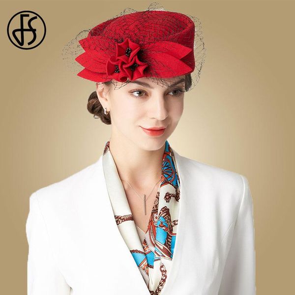 

stingy brim hats fs women fascinator hat for wedding red black cocktail party pillbox with veils fashion winter flower bridal, Blue;gray
