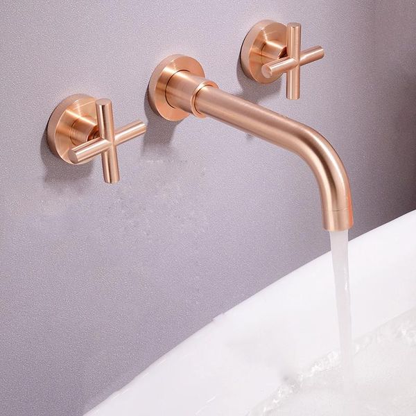 

матовая ванна водопроводной воды латунной розовое золото горячая и холодная кран ванна двойной ручки смеситель для душа аксессуары для ванно