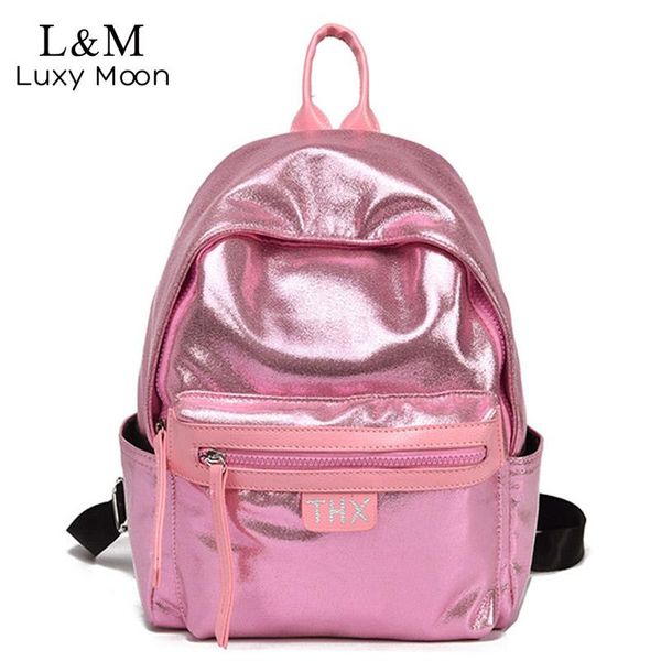 

серебро рюкзак женщин рюкзаки для девочек-подростков, ранцы голографическая pu кожа 2020 новая весна студенты сумка mochila xa306h sqcljo