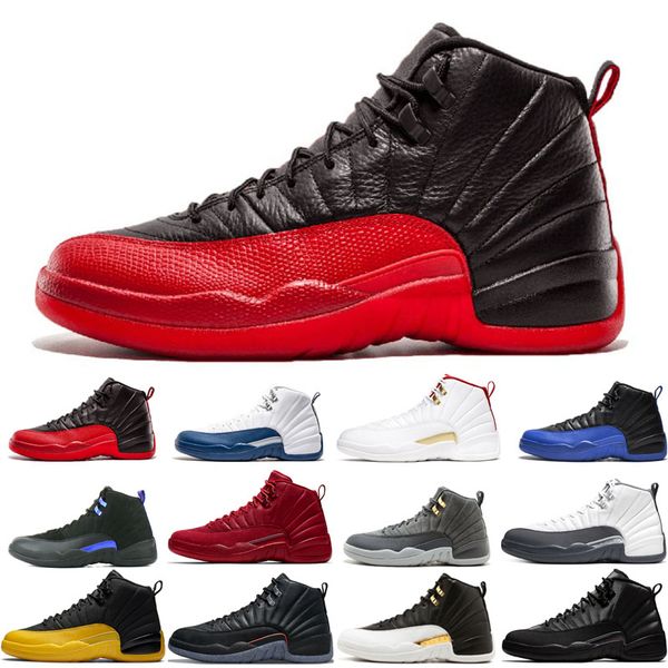 

man basketball shoes athletic 12 12s black purple blue stone cny dark concord grey fiba flu game french royal gamma gym red o-black taxi the, White;red